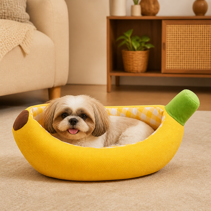 Banana-shaped cozy dog bed - view 6