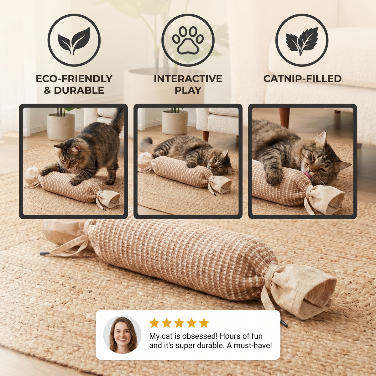 Catnip jute bag toy for cats - image 4