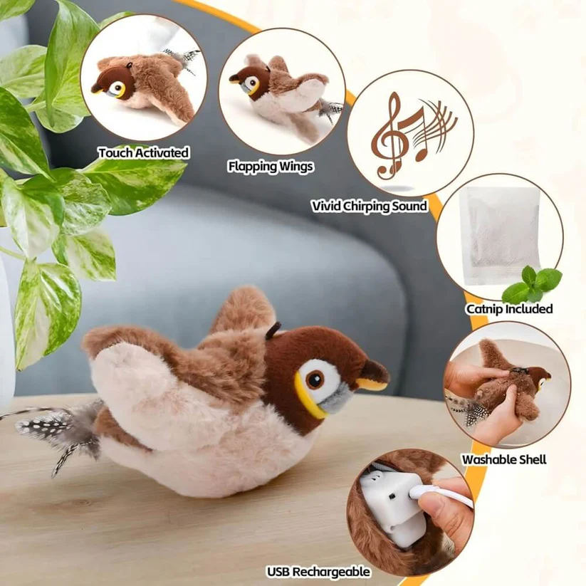 Automatic Flapping Bird Toy for Cats - Features