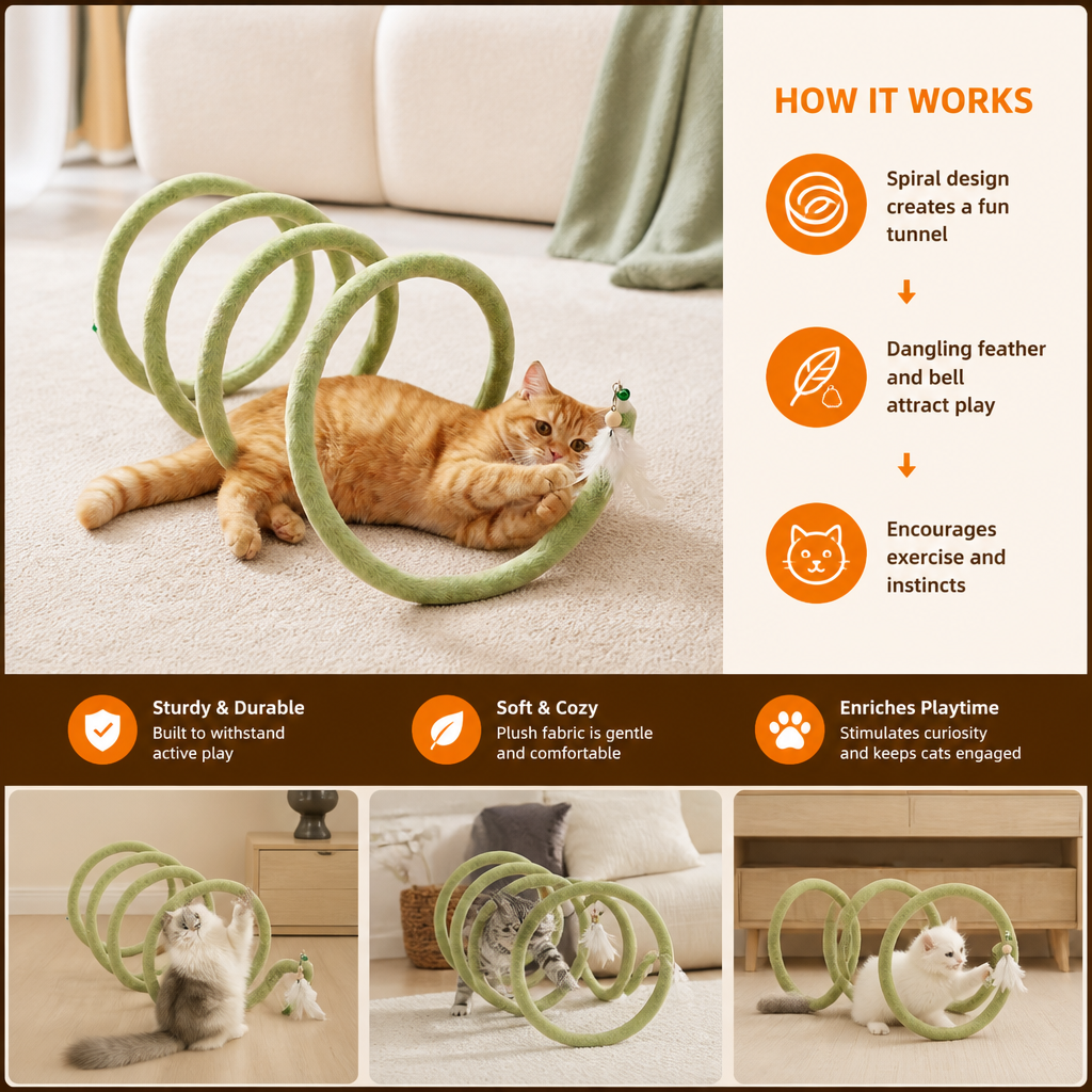 Foldable Spiral Cat Play Tunnel - view 2