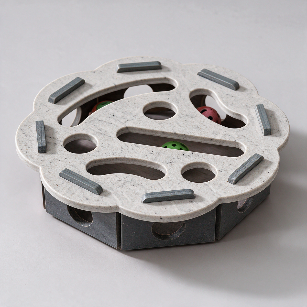 Solid Wood Cat Track Toy with Scratch Pad
