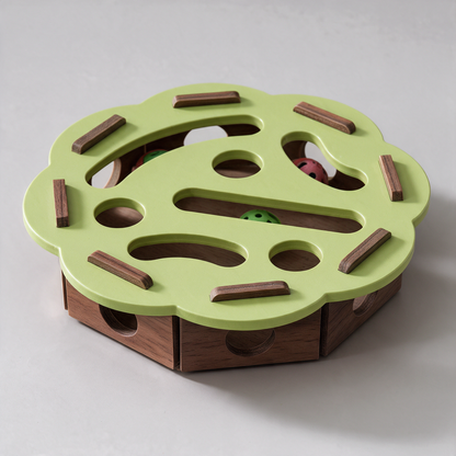 Solid Wood Cat Track Toy with Scratch Pad