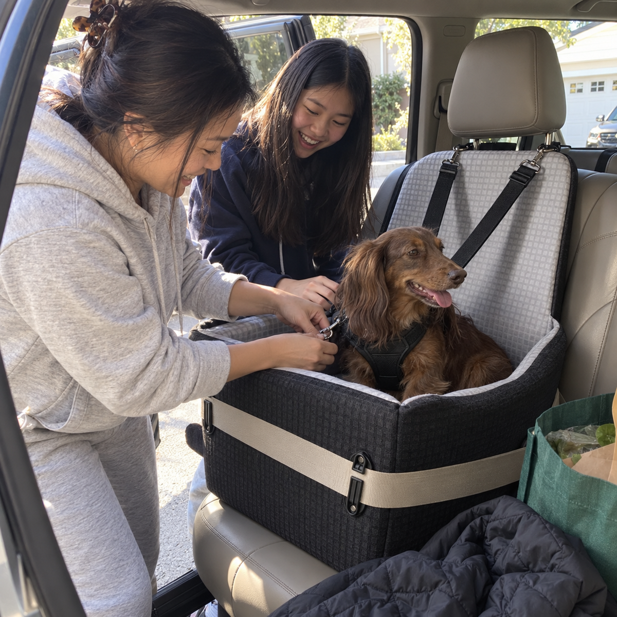 Memory Foam Dog Car Seat Booster - angle 11