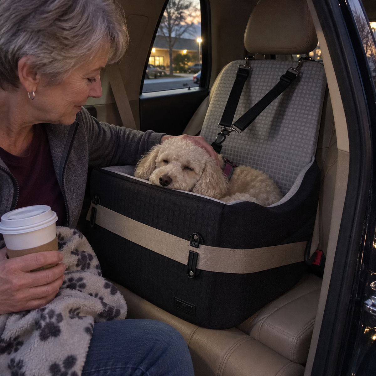Memory Foam Dog Car Seat Booster - angle 12