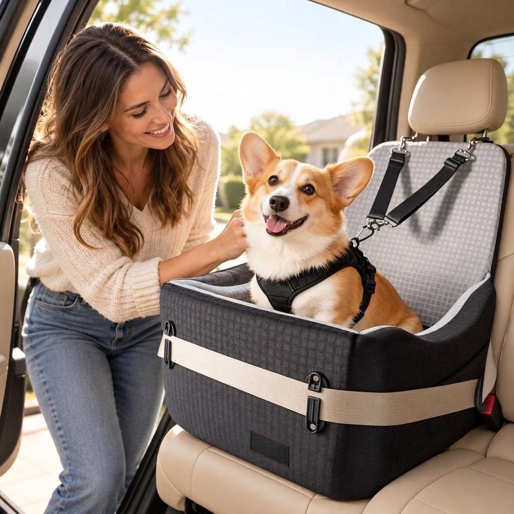 Memory Foam Dog Car Seat Booster - angle 1