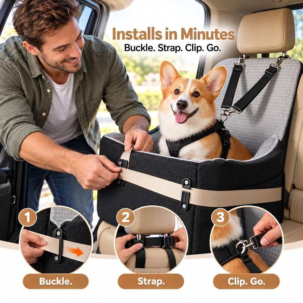 Memory Foam Dog Car Seat Booster - angle 2