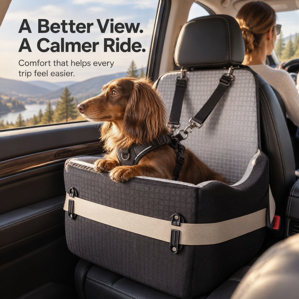 Memory Foam Dog Car Seat Booster - angle 3