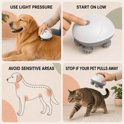 Usage guide showing light pressure and sensitive area avoidance