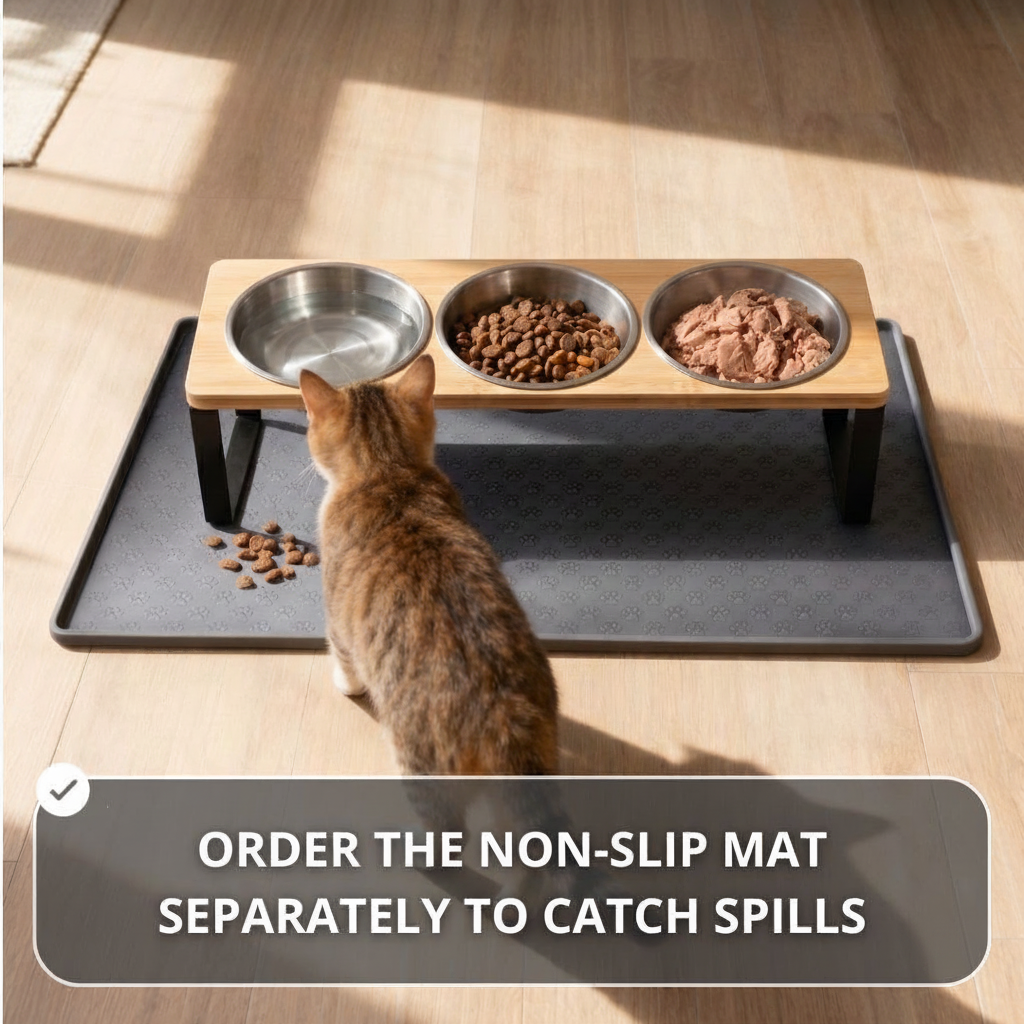 Elevated Stainless Steel Cat Feeder Stand