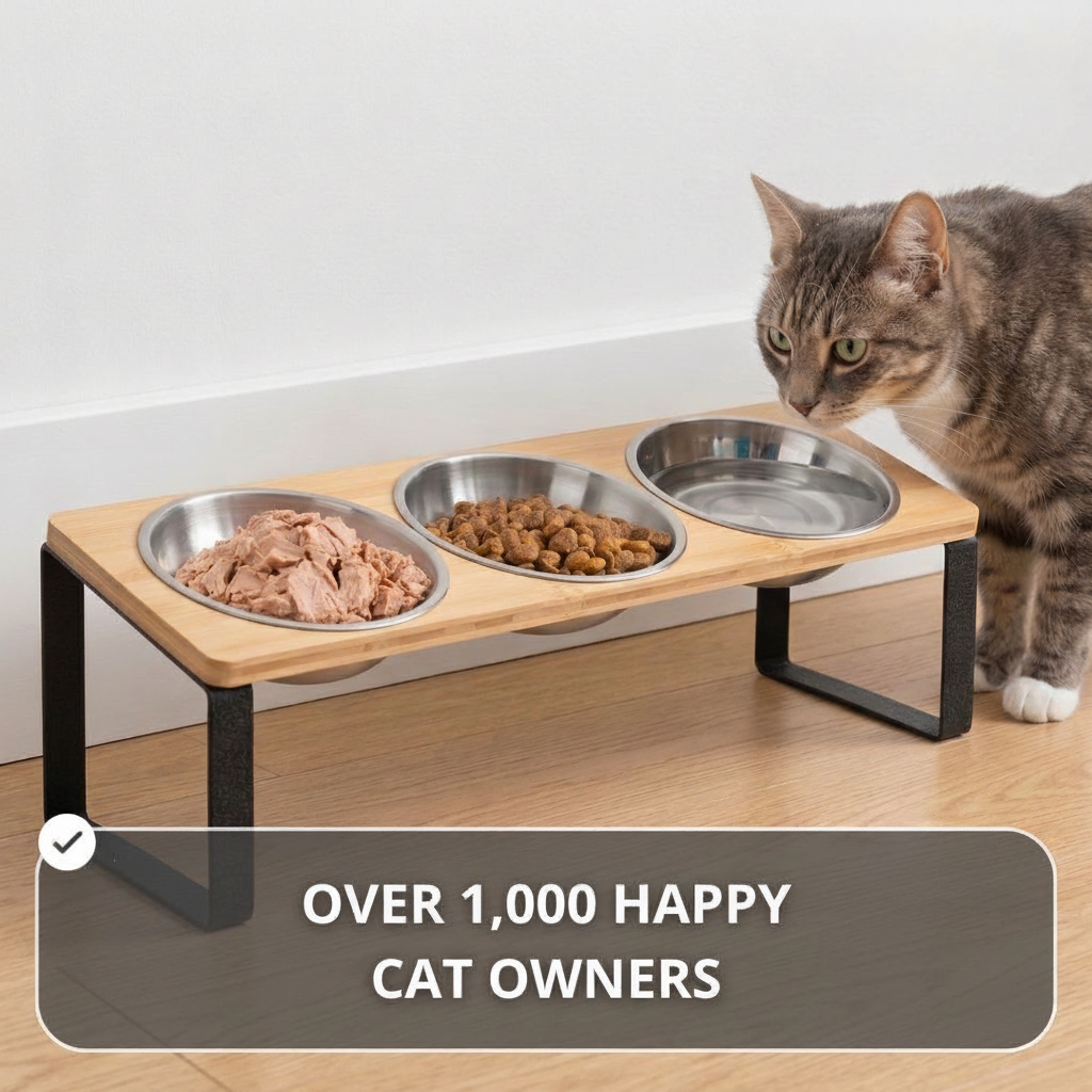 Elevated Stainless Steel Cat Feeder Stand