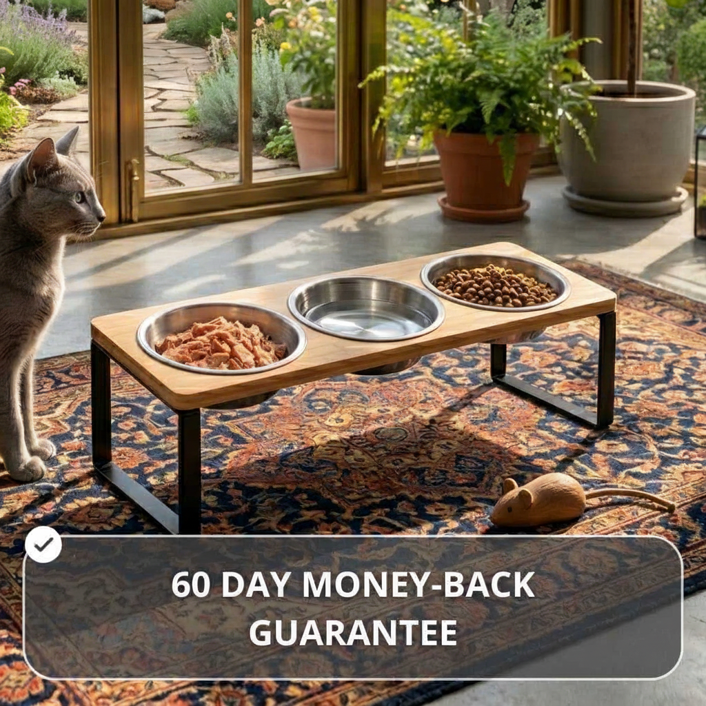Elevated Stainless Steel Cat Feeder Stand