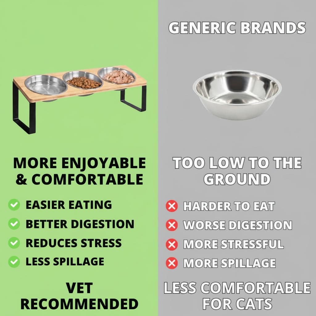 Elevated Stainless Steel Cat Feeder Stand