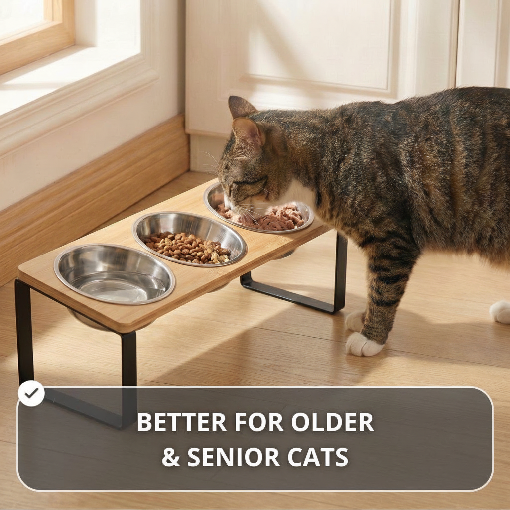 Elevated Stainless Steel Cat Feeder Stand