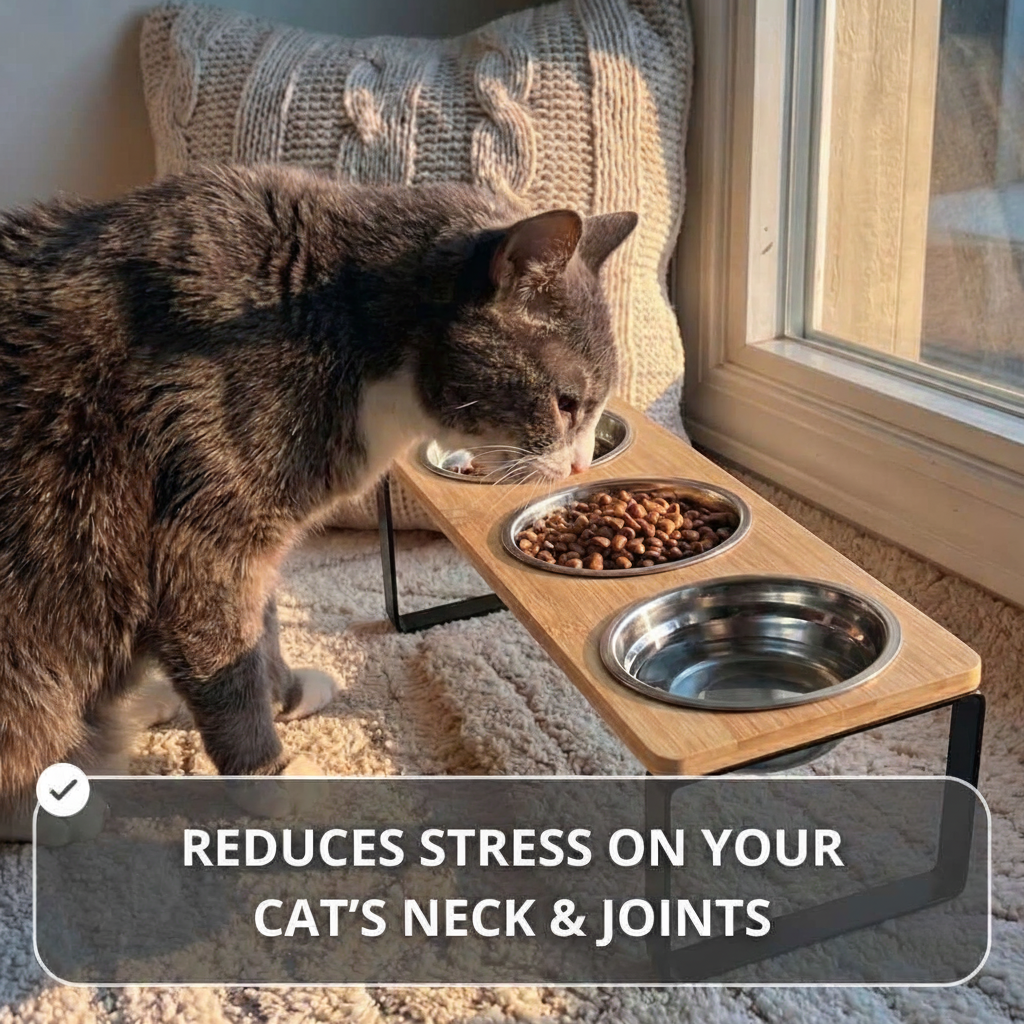 Elevated Stainless Steel Cat Feeder Stand