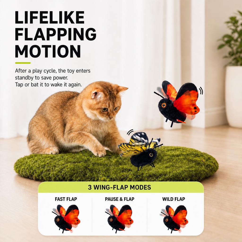 Rechargeable Flapping Butterfly Cat Toy - image 2