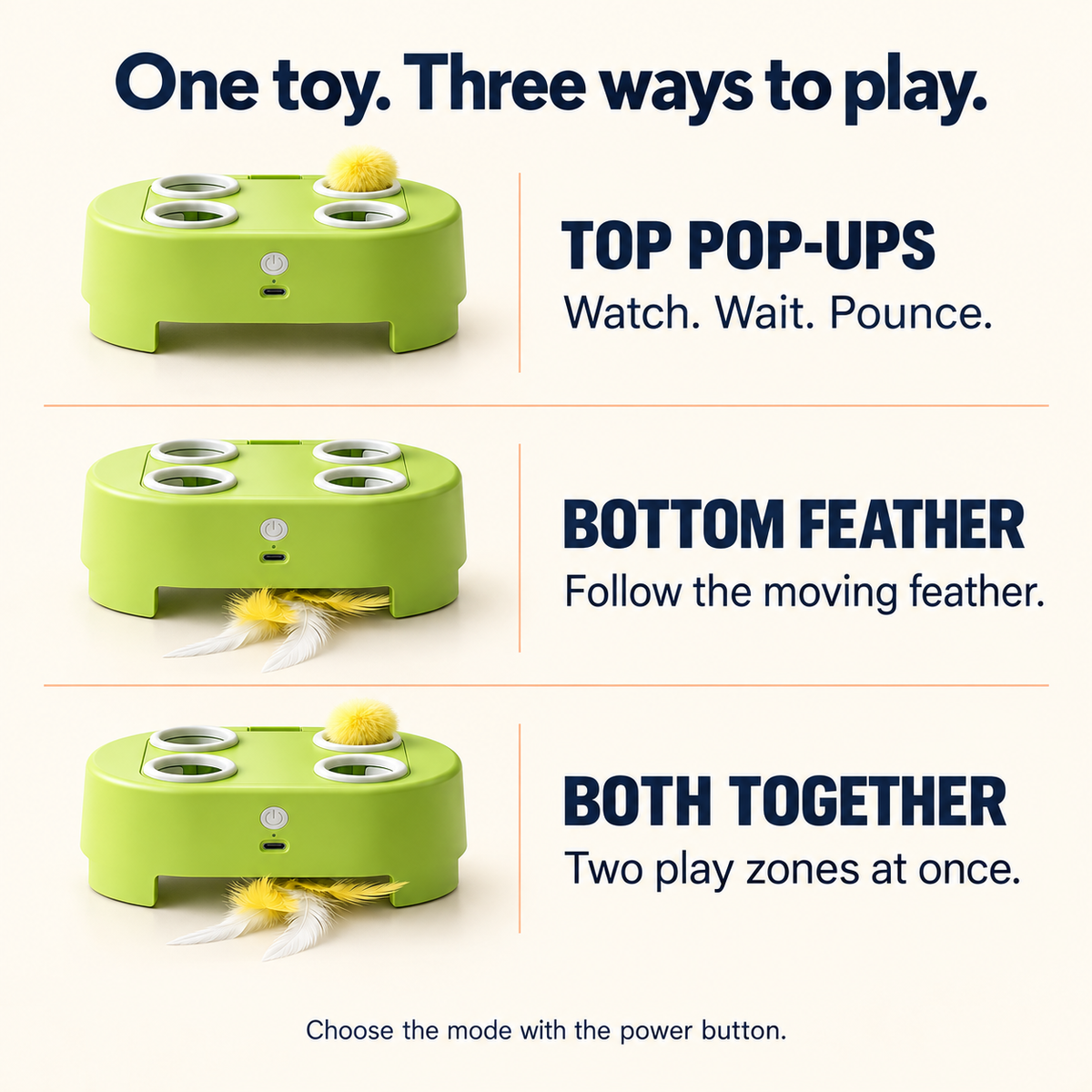 3-Mode Pop-Up and Feather Cat Toy