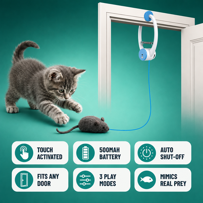 Door-hanging automatic feather cat toy, view 2