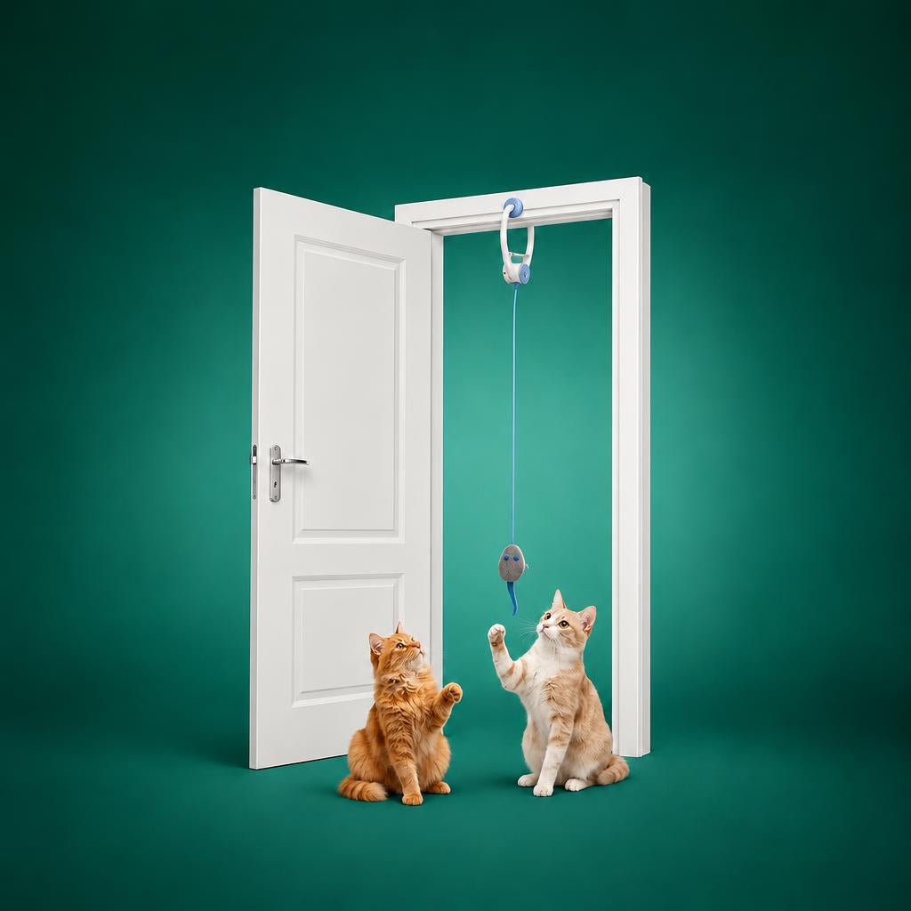 Door-hanging automatic feather cat toy, view 5
