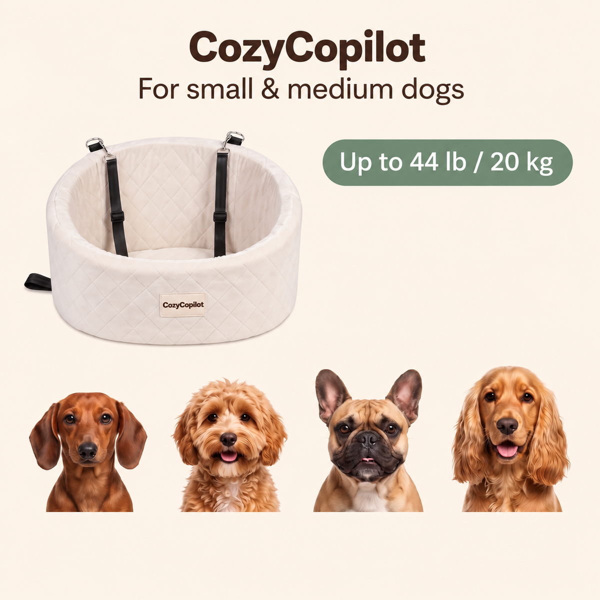 Elevated Dog Car Seat with Safety Harness - photo 2