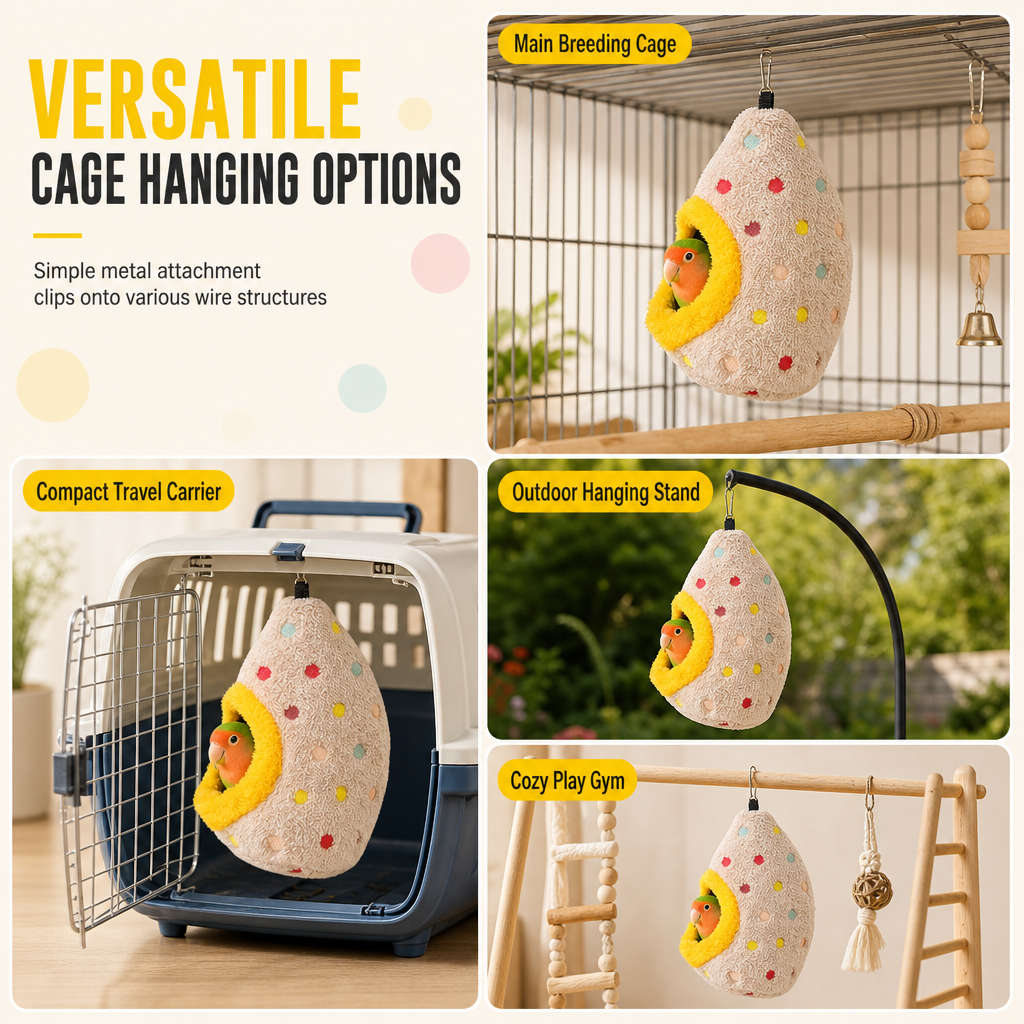 Plush Bird Nest Hammock for Small Parrots - image 6