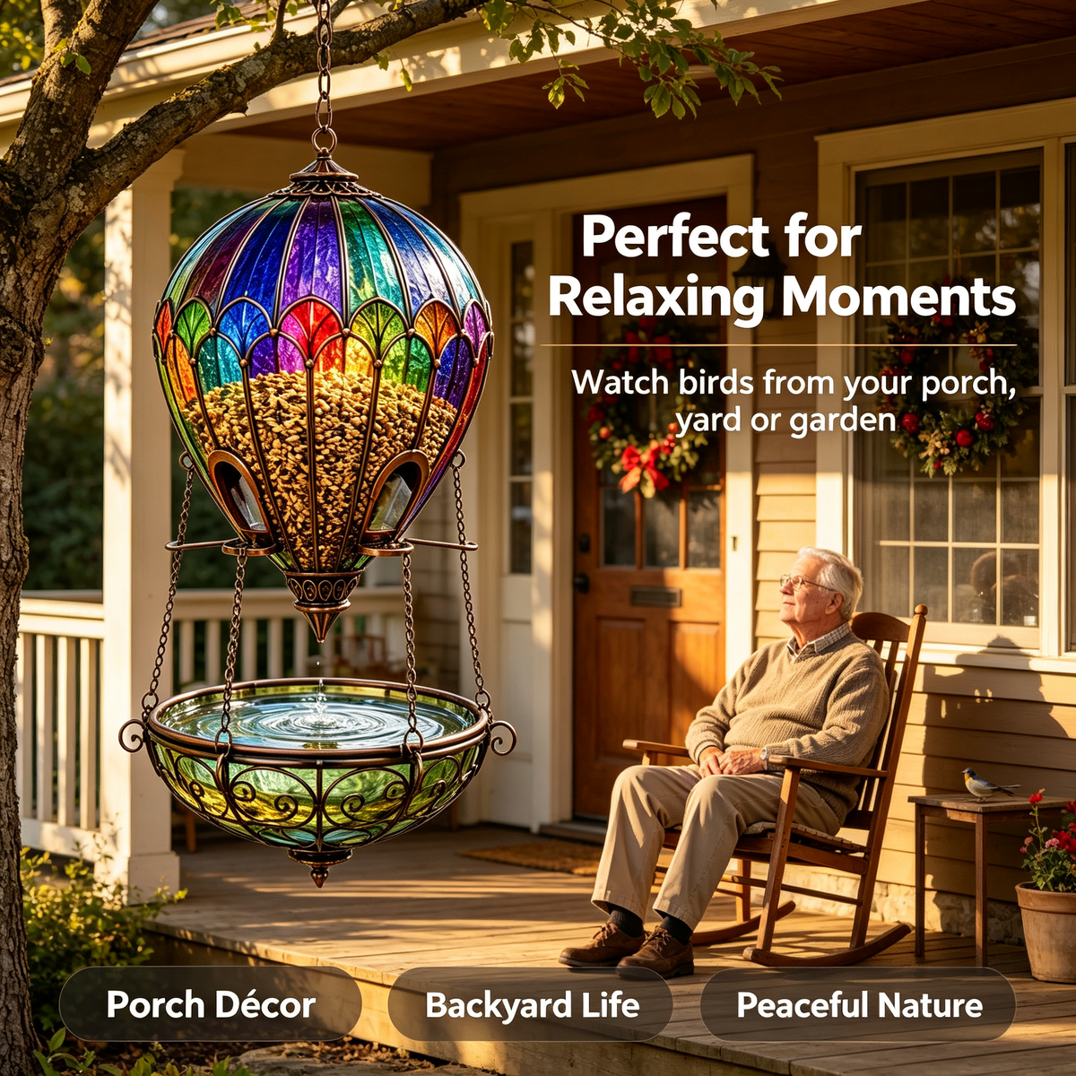 Hot Air Balloon Bird Feeder with Bird Bath - view 11