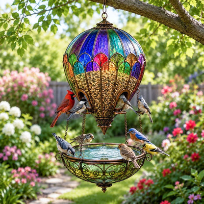 Hot Air Balloon Bird Feeder with Bird Bath - view 1