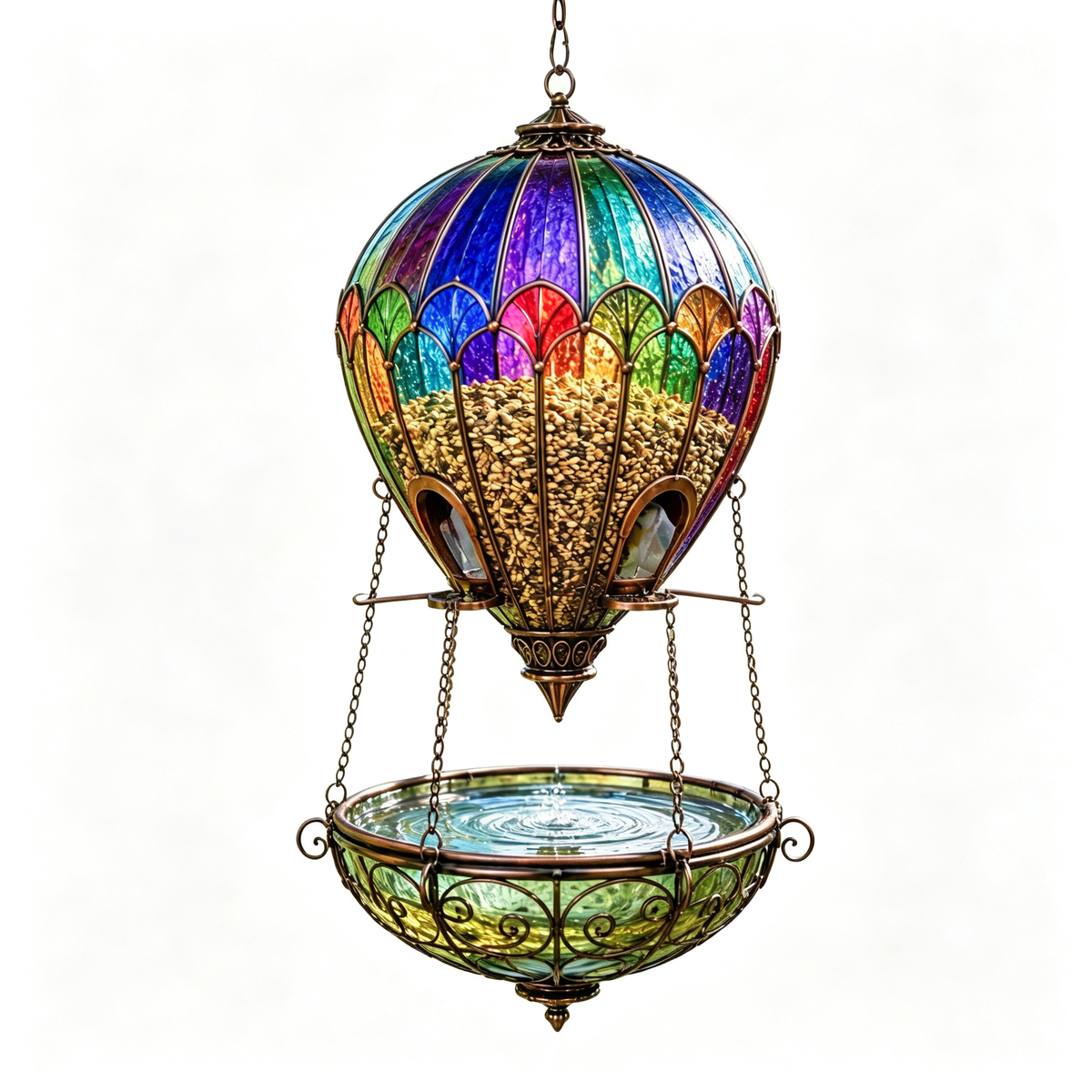 Hot Air Balloon Bird Feeder with Bird Bath - view 2