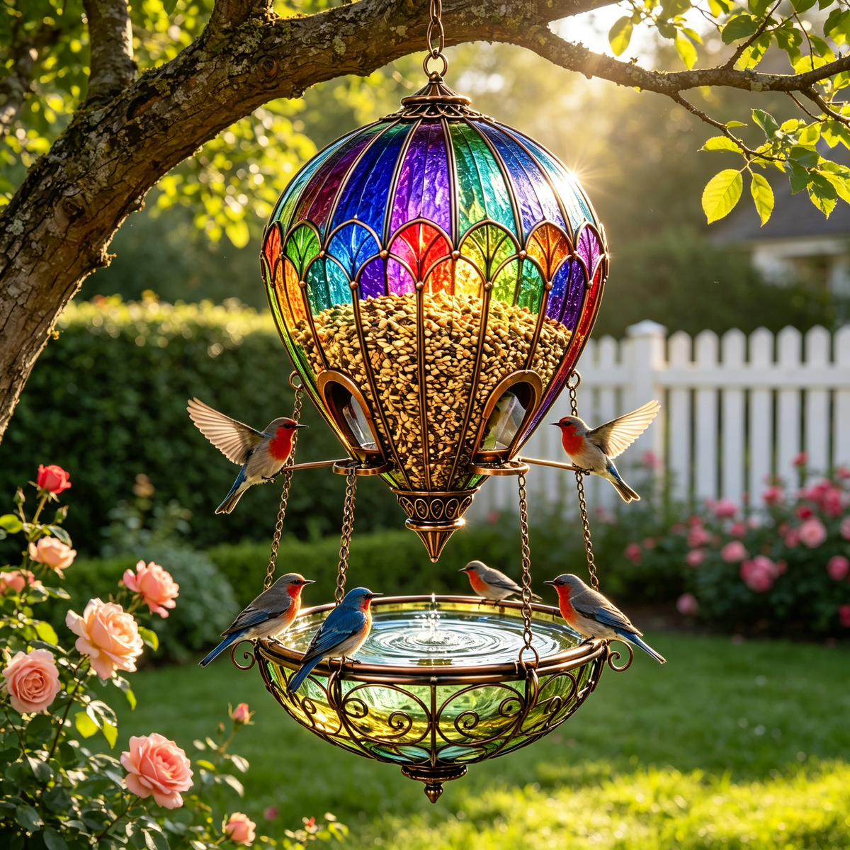 Hot Air Balloon Bird Feeder with Bird Bath - view 3
