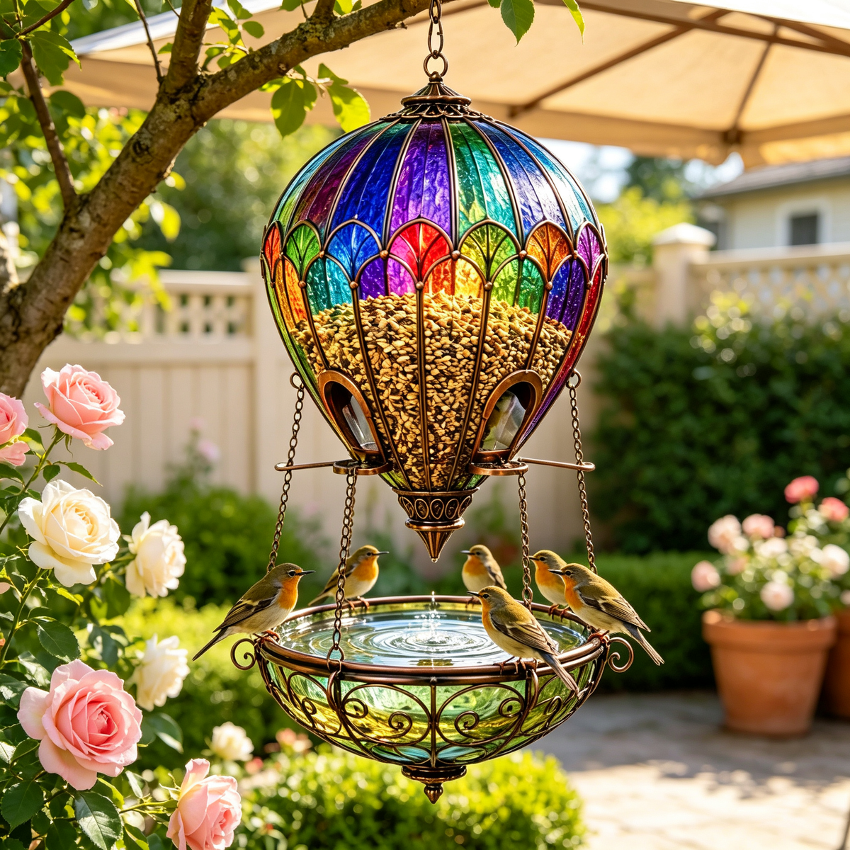 Hot Air Balloon Bird Feeder with Bird Bath - view 4