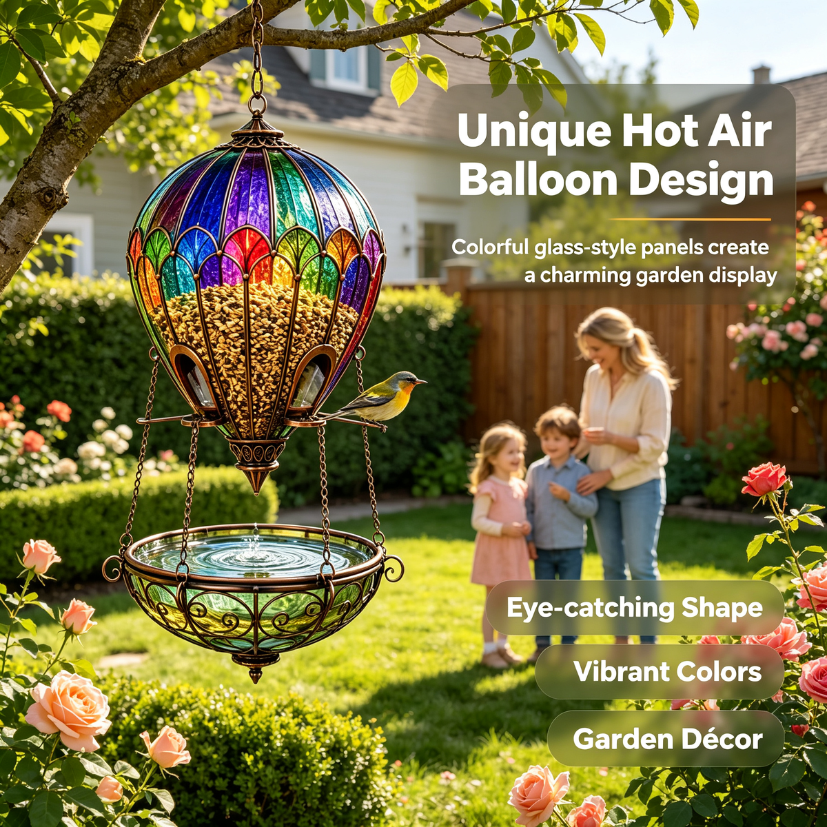 Hot Air Balloon Bird Feeder with Bird Bath - view 9